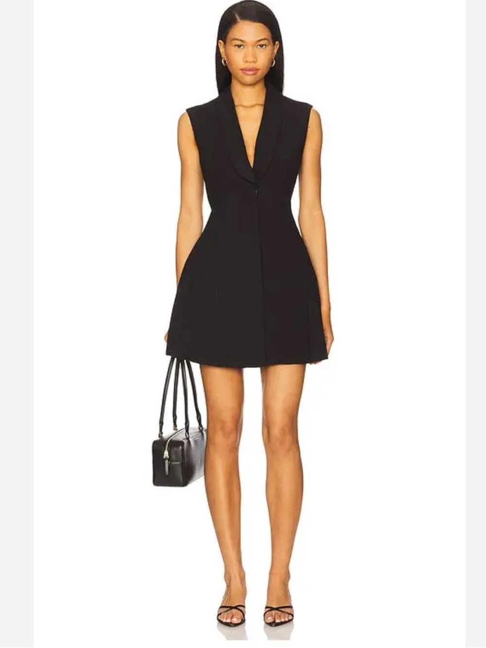 Bardot Black Satin Lapel Hourglass Mini Blazer Dress L